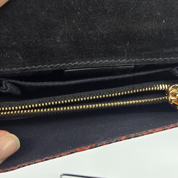 Whistles London Red Black Snake Print Leather Flap Clutch Bag - Picture 5 of 14